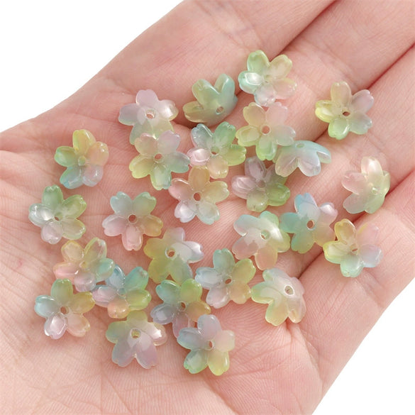 Wholesale Glass And Glaze Natural Style Three Dimensional Medium Hole Cherry Blossom Beaded Jewelry Material For Necklace And Bracelet