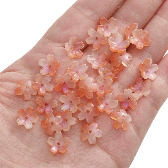 Wholesale Glass And Glaze Natural Style Three Dimensional Medium Hole Cherry Blossom Beaded Jewelry Material For Necklace And Bracelet