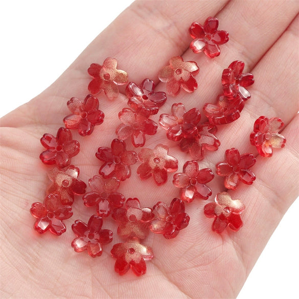 Wholesale Glass And Glaze Natural Style Three Dimensional Medium Hole Cherry Blossom Beaded Jewelry Material For Necklace And Bracelet