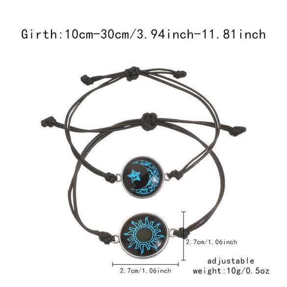 Wholesale Glass And Glazed Geometric And Star Shape Luminous Handwoven Couple Bracelet