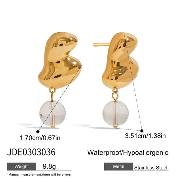 Wholesale Glass Bead Earrings Stainless Steel Geometric Design Electroplated For Women