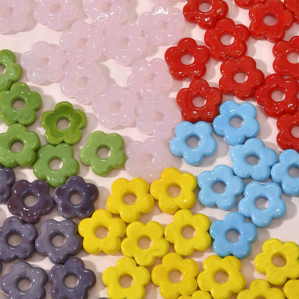 Wholesale Glass Beaded Jewelry With Five Leaf Flower Shape Hand Made Epoxy Treated