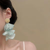 Wholesale Glass Flower Shaped Pleated Chiffon Tassel Earrings With Electroplating For Women