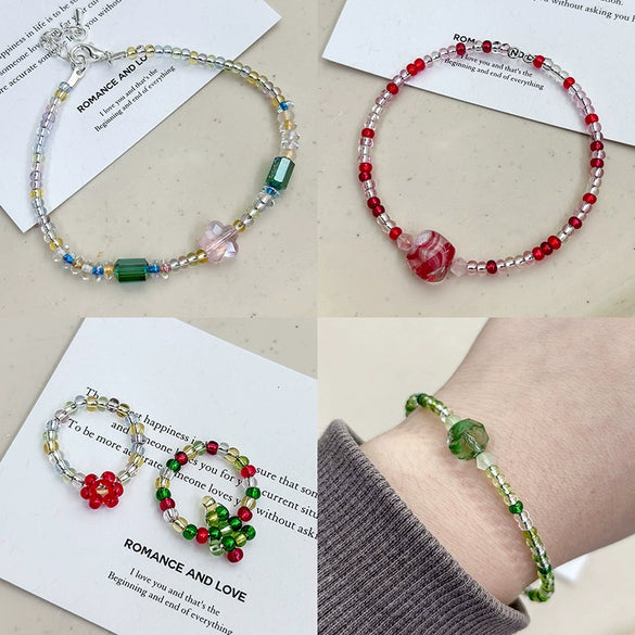 Wholesale Glass Glaze Geometric Round Beads Handmade Bracelet Necklace Mobile Phone Chain Accessories