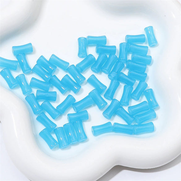 Wholesale Glass Glaze Handmade Bead String Jewelry Material For Bracelet Headdress Imitation Jade Straight Hole Bamboo Beads