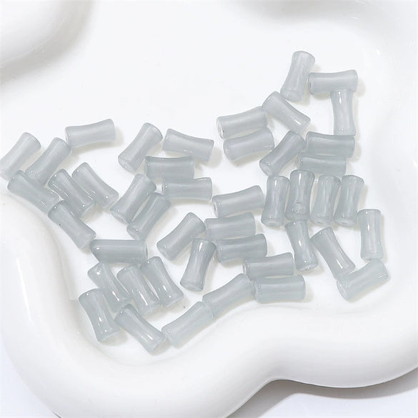 Wholesale Glass Glaze Handmade Bead String Jewelry Material For Bracelet Headdress Imitation Jade Straight Hole Bamboo Beads