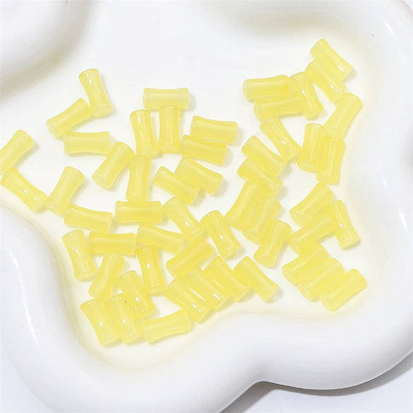 Wholesale Glass Glaze Handmade Bead String Jewelry Material For Bracelet Headdress Imitation Jade Straight Hole Bamboo Beads