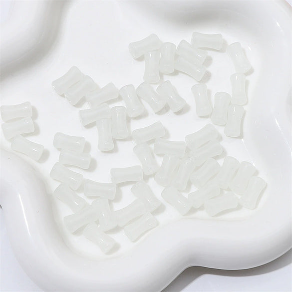 Wholesale Glass Glaze Handmade Bead String Jewelry Material For Bracelet Headdress Imitation Jade Straight Hole Bamboo Beads