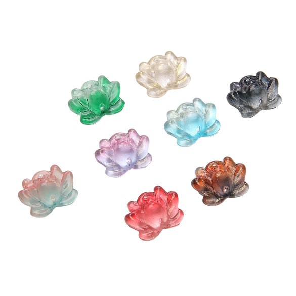 Wholesale Glass Glaze Handmade Double Hole Lotus Loose Beads For Diy Necklace And Bracelet Accessories