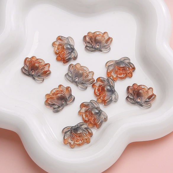 Wholesale Glass Glaze Handmade Double Hole Lotus Loose Beads For Diy Necklace And Bracelet Accessories