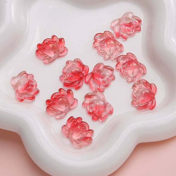 Wholesale Glass Glaze Handmade Double Hole Lotus Loose Beads For Diy Necklace And Bracelet Accessories