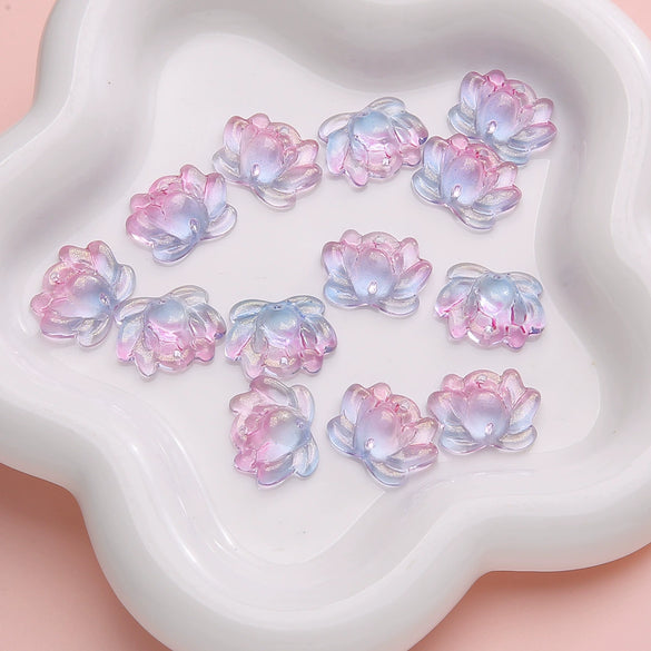 Wholesale Glass Glaze Handmade Double Hole Lotus Loose Beads For Diy Necklace And Bracelet Accessories