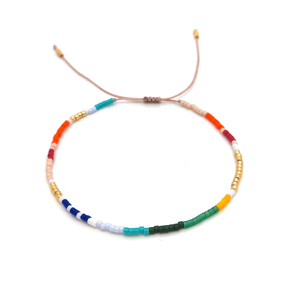 Wholesale Glass Glaze Woven Geometry Beads Bracelet For Girls