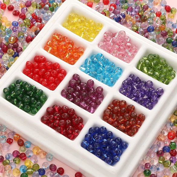 Wholesale Glass Glazed Geometric Round Beads Handmade Necklace Accessories