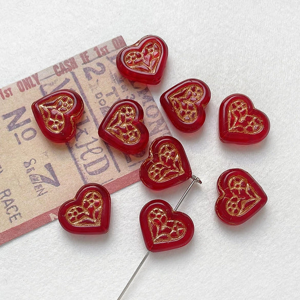 Wholesale Glass Glazed Handpainted Heart Beads For Diy Bracelet Necklace Accessories Environmentally Friendly Love Pattern