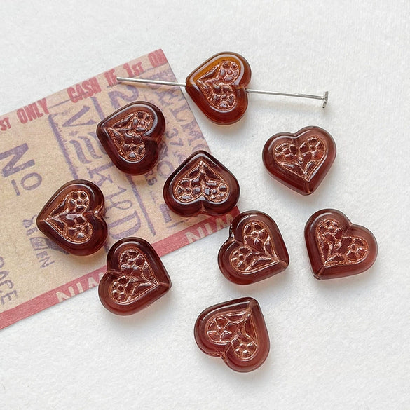 Wholesale Glass Glazed Handpainted Heart Beads For Diy Bracelet Necklace Accessories Environmentally Friendly Love Pattern