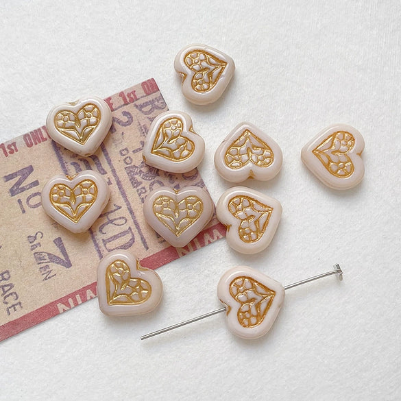 Wholesale Glass Glazed Handpainted Heart Beads For Diy Bracelet Necklace Accessories Environmentally Friendly Love Pattern