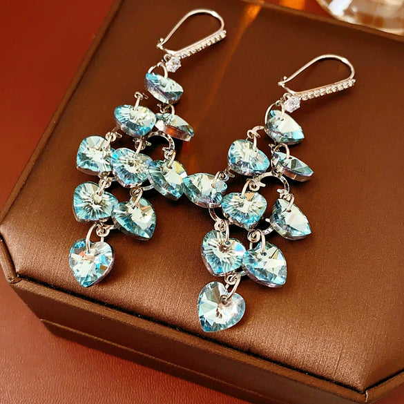 Wholesale Glass Glazed Heart Shape Zircon Earrings For Women Highend Forest Style