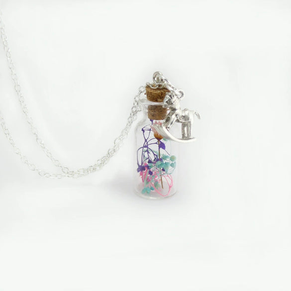 Wholesale Glass Jewelry Women's Water Wave Chain With Geometric Pattern And Drifting Bottle And Eternal Flower And Starry Daisy Pendant
