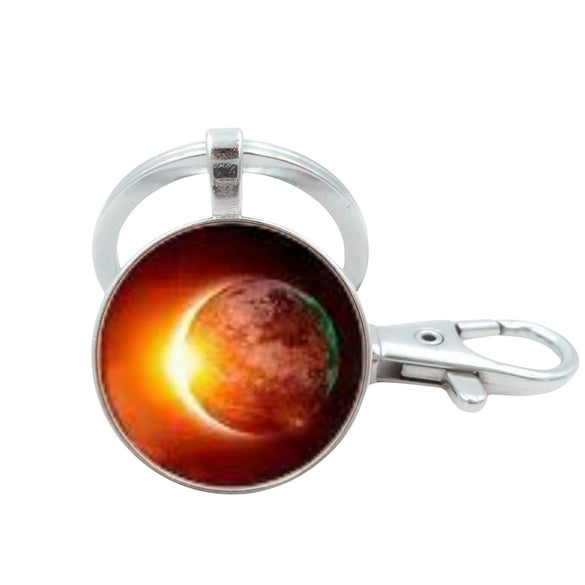 Wholesale Glass Keychain With Solar System Pattern And Electroplating Technology
