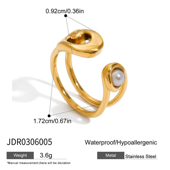 Wholesale Glass Pearl Ring In Geometric Shape Made Of Titanium Steel And Stainless Steel With Electroplating For Women