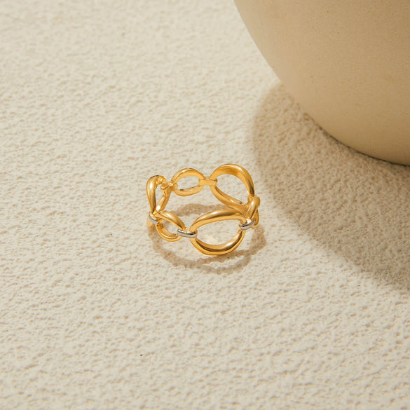 Wholesale Glass Pearl Ring In Geometric Shape Made Of Titanium Steel And Stainless Steel With Electroplating For Women