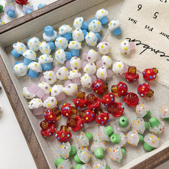 Wholesale Glazed Glass Cake Shape Beads Jewelry Fuel Injection Process For Bracelets Necklaces And Phone Chains