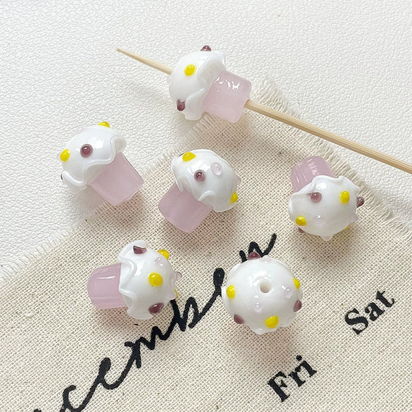 Wholesale Glazed Glass Cake Shape Beads Jewelry Fuel Injection Process For Bracelets Necklaces And Phone Chains