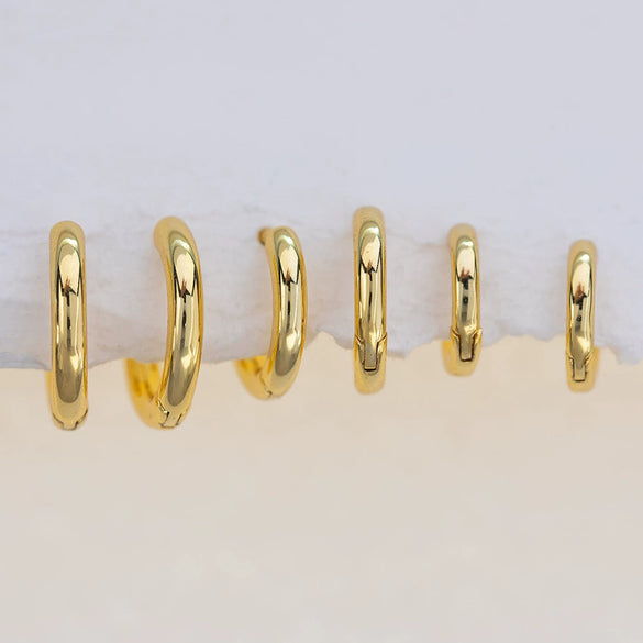 Wholesale Glossy Earrings Set Brass 18K Gold Plated Geometric Electroplated