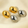 Wholesale Glossy Oval Geometric 18K Gold Plated Stainless Steel Earrings For Women