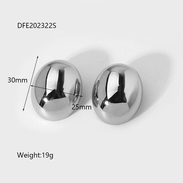 Wholesale Glossy Oval Geometric 18K Gold Plated Stainless Steel Earrings For Women
