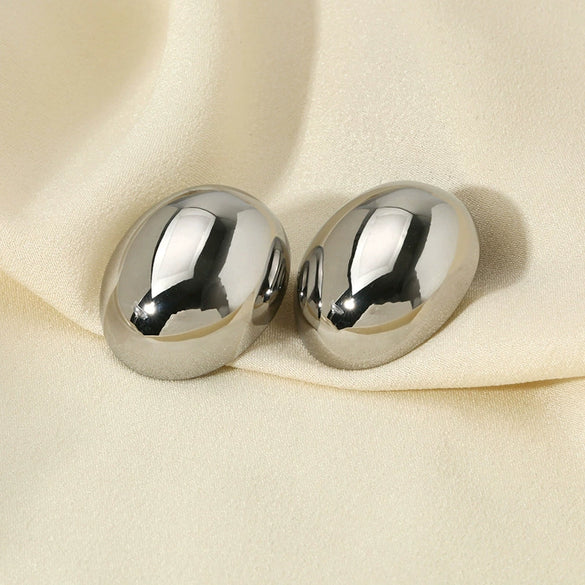 Wholesale Glossy Oval Geometric 18K Gold Plated Stainless Steel Earrings For Women