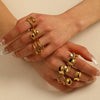 Wholesale Glossy Water Drop Specialshaped Geometric Open Stainless Steel Ring For Women With 18K Furnace Vacuum Plating
