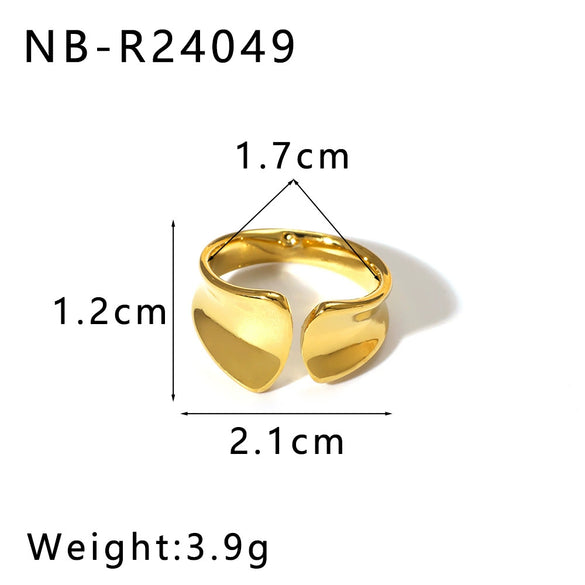 Wholesale Glossy Water Drop Specialshaped Geometric Open Stainless Steel Ring For Women With 18K Furnace Vacuum Plating