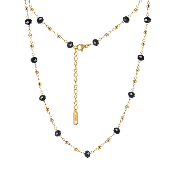 Wholesale Glowing Black Crystal Beads Geometric Titanium Steel Electroplated Calendering Chain Bracelet For Women