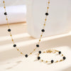Wholesale Glowing Black Crystal Beads Geometric Titanium Steel Electroplated Calendering Chain Bracelet For Women