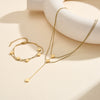 Wholesale Glowing Electroplated Stainless Steel Geometric Four Leaf Clover Double Layered Bracelet For Women