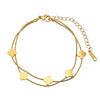 Wholesale Glowing Electroplated Stainless Steel Geometric Four Leaf Clover Double Layered Bracelet For Women