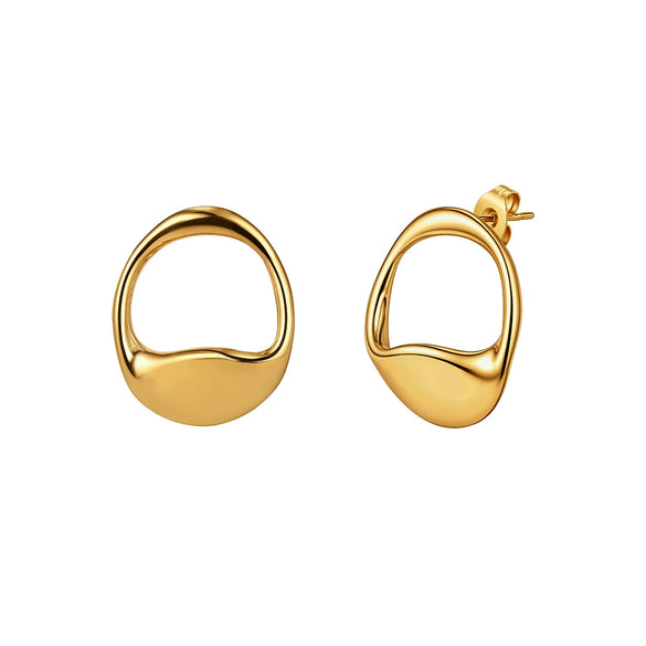 Wholesale Glowing Electroplated 304 Stainless Steel 18K Gold Geometric Women's Earrings With 925 Silver Ear Needles