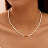 Wholesale Glowing French Style Light Luxury Minimalist Geometric S925 Silver Electroplated Pearl Necklace For Women