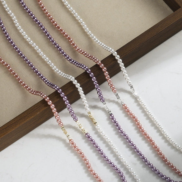 Wholesale Glowing French Style Light Luxury Minimalist Geometric S925 Silver Electroplated Pearl Necklace For Women