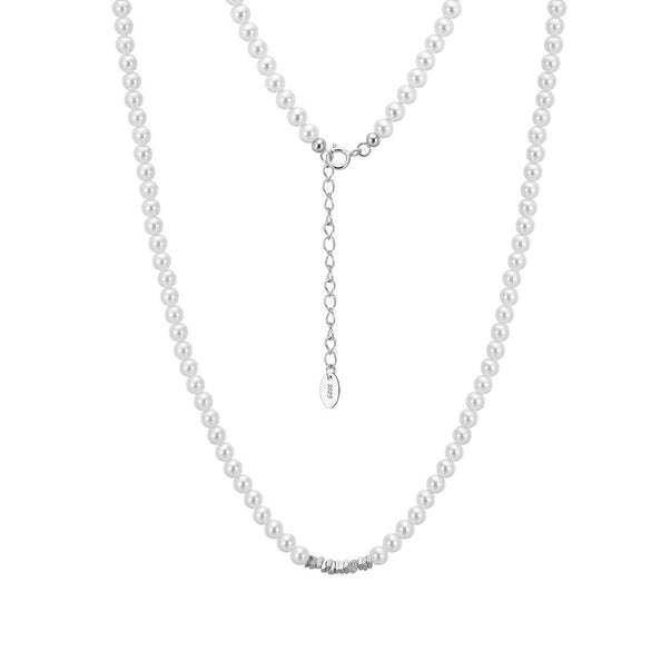 Wholesale Glowing French Style Light Luxury Minimalist Geometric S925 Silver Electroplated Pearl Necklace For Women