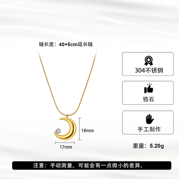 Wholesale Glowing Geometric Star And Moon Claw Diamond Light Luxury Electroplated Calendering Chain Necklace For Women