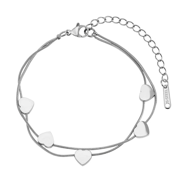 Wholesale Glowing Heartshaped Geometric Stainless Steel Electroplated Bracelet For Women