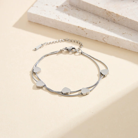 Wholesale Glowing Heartshaped Geometric Stainless Steel Electroplated Bracelet For Women