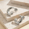 Wholesale Glowing Moon Zircon Geometric Electroplated Stainless Steel Earrings For Women