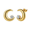 Wholesale Glowing Moon Zircon Geometric Electroplated Stainless Steel Earrings For Women