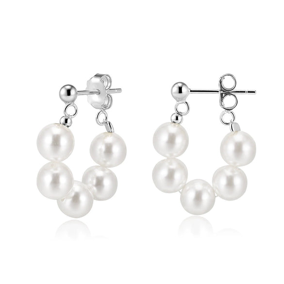 Wholesale Glowing Shell Pearl 925 Silver Earrings 14K Gold Plated Women's Highend Minimalist Ear Clips