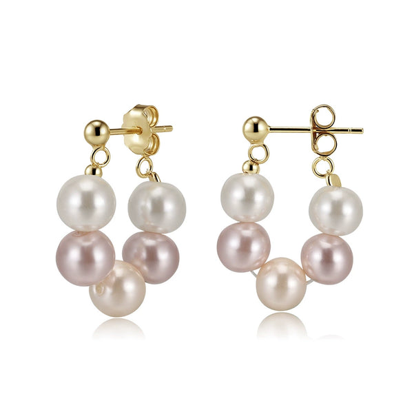 Wholesale Glowing Shell Pearl 925 Silver Earrings 14K Gold Plated Women's Highend Minimalist Ear Clips