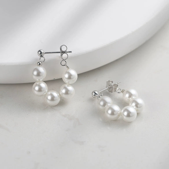 Wholesale Glowing Shell Pearl 925 Silver Earrings 14K Gold Plated Women's Highend Minimalist Ear Clips